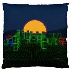 Neon City Retro Grid 80s Standard Flano Cushion Case (one Side) by Pakrebo