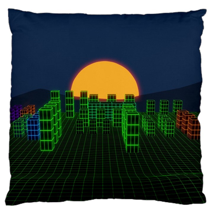 Neon City Retro Grid 80s Standard Flano Cushion Case (Two Sides)