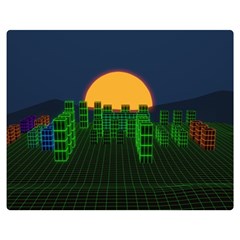 Neon City Retro Grid 80s Double Sided Flano Blanket (medium)  by Pakrebo