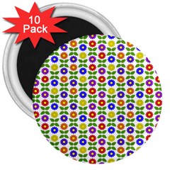 Flowers Colors Colorful Flowering 3  Magnets (10 Pack)  by Pakrebo