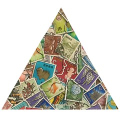 Old Vintage Japanese Mix Stamp Wooden Puzzle Triangle