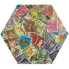 Old Vintage Japanese Mix Stamp Wooden Puzzle Hexagon