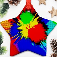 Color Halftone Grid Raster Image Ornament (star) by Pakrebo