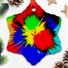 Color Halftone Grid Raster Image Snowflake Ornament (two Sides) by Pakrebo