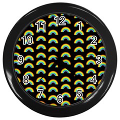 Pride Rainbow Flag Pattern Wall Clock (black) by Valentinaart