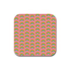 Pride Rainbow Flag Pattern Rubber Square Coaster (4 Pack)  by Valentinaart