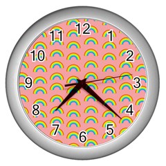 Pride Rainbow Flag Pattern Wall Clock (silver) by Valentinaart