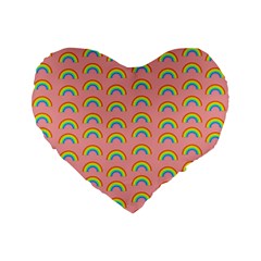 Pride Rainbow Flag Pattern Standard 16  Premium Flano Heart Shape Cushions by Valentinaart