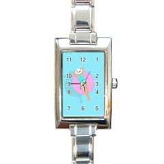 Lady In The Pool Rectangle Italian Charm Watch by Valentinaart