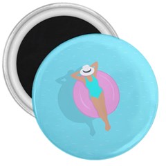 Lady In The Pool 3  Magnets by Valentinaart