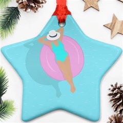 Lady In The Pool Ornament (star) by Valentinaart