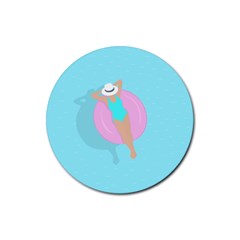 Lady In The Pool Rubber Round Coaster (4 Pack)  by Valentinaart