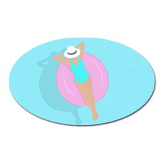 Lady In The Pool Oval Magnet by Valentinaart