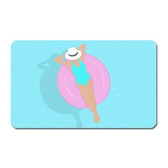 Lady In The Pool Magnet (rectangular) by Valentinaart