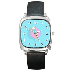 Lady In The Pool Square Metal Watch by Valentinaart