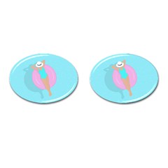 Lady In The Pool Cufflinks (oval) by Valentinaart