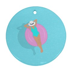 Lady In The Pool Round Ornament (two Sides) by Valentinaart