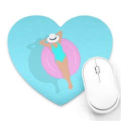 Lady In The Pool Heart Mousepads by Valentinaart