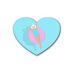 Lady In The Pool Rubber Coaster (heart)  by Valentinaart