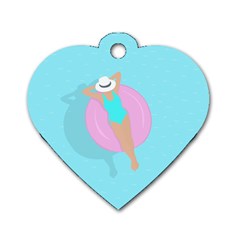 Lady In The Pool Dog Tag Heart (two Sides) by Valentinaart