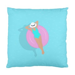 Lady In The Pool Standard Cushion Case (one Side) by Valentinaart