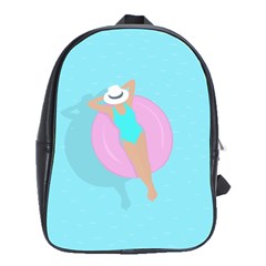 Lady In The Pool School Bag (large) by Valentinaart