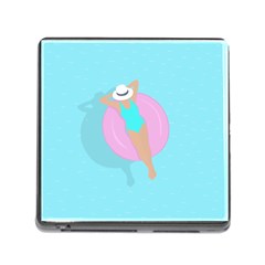 Lady In The Pool Memory Card Reader (square 5 Slot) by Valentinaart