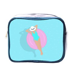 Lady In The Pool Mini Toiletries Bag (one Side) by Valentinaart