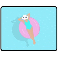 Lady In The Pool Fleece Blanket (medium)  by Valentinaart