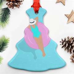 Lady In The Pool Christmas Tree Ornament (two Sides) by Valentinaart