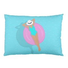 Lady In The Pool Pillow Case (two Sides) by Valentinaart