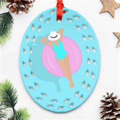 Lady In The Pool Ornament (oval Filigree)