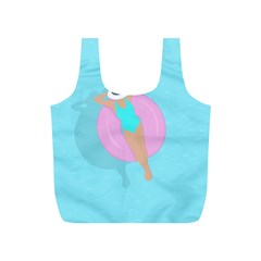 Lady In The Pool Full Print Recycle Bag (s) by Valentinaart