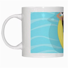 Lady In The Pool White Mugs by Valentinaart