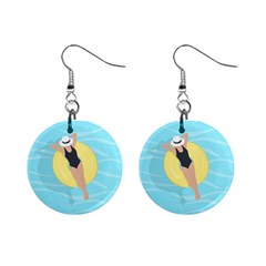 Lady In The Pool Mini Button Earrings by Valentinaart