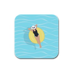 Lady In The Pool Rubber Square Coaster (4 Pack)  by Valentinaart