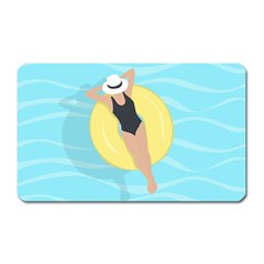 Lady In The Pool Magnet (rectangular) by Valentinaart