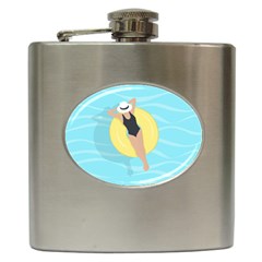 Lady In The Pool Hip Flask (6 Oz) by Valentinaart