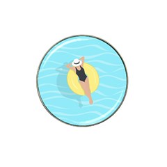 Lady In The Pool Hat Clip Ball Marker by Valentinaart