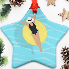 Lady In The Pool Star Ornament (two Sides) by Valentinaart