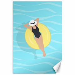 Lady In The Pool Canvas 20  X 30  by Valentinaart