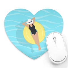 Lady In The Pool Heart Mousepads by Valentinaart