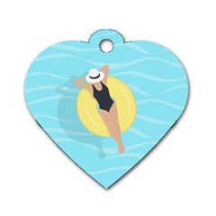 Lady In The Pool Dog Tag Heart (one Side) by Valentinaart