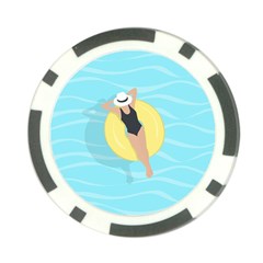 Lady In The Pool Poker Chip Card Guard by Valentinaart