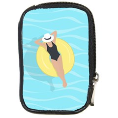 Lady In The Pool Compact Camera Leather Case by Valentinaart