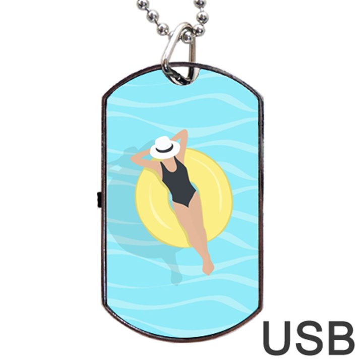 Lady in the pool Dog Tag USB Flash (Two Sides)