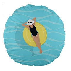 Lady In The Pool Large 18  Premium Round Cushions by Valentinaart