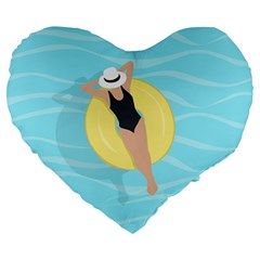 Lady In The Pool Large 19  Premium Heart Shape Cushions by Valentinaart