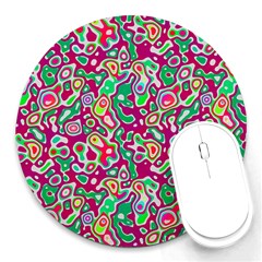 Red Green Spots                          Round Mousepad by LalyLauraFLM