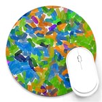 Paint brushes on a white background                           Round Mousepad Front